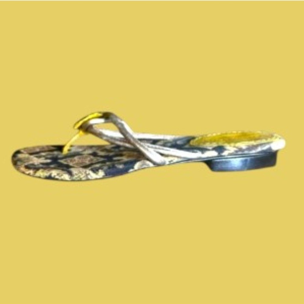 Rachel Comey Tapestry Print Thong Sandals Yellow Flower Flats 5.5
